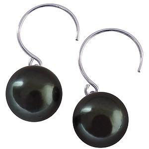 パール ピアス 18金 18k フープ タヒチ黒蝶真珠 10mm k18
