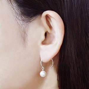 パールピアス 18金 パール ピアス 18k フープ あこや本真珠 7mm k18 ホワイトゴールド 外径15mm ゆれる ぶら下がり 送料無料 プレゼント ご褒美 自分買い puの画像