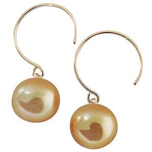 パール ピアス 18金 18k 普段使い フープ 南洋白蝶真珠 10mm k18