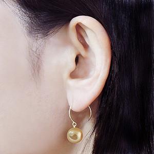 パール ピアス 18金 18k 普段使い フープ 南洋白蝶真珠 10mm k18