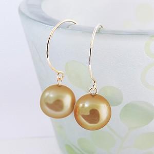 パール ピアス 18金 18k 普段使い フープ 南洋白蝶真珠 10mm k18