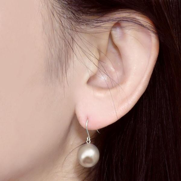 パール ピアス パールピアス 大粒 パール ゆれる 揺れる k18 イエローゴールド k14ホワイトゴールド フックピアス 送料無料 プレゼント ご褒美 自分買い puの画像