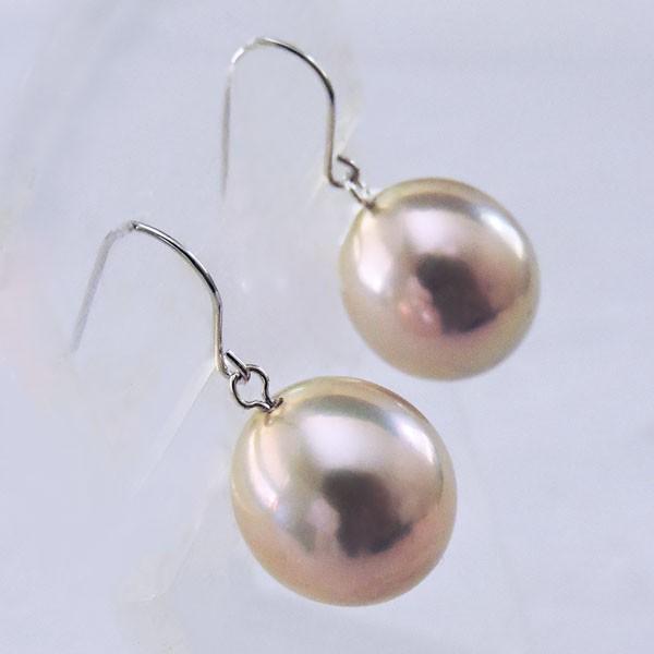 パール ピアス パールピアス 大粒 パール ゆれる 揺れる k18 イエローゴールド k14ホワイトゴールド フックピアス 送料無料 プレゼント ご褒美 自分買い puの画像