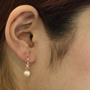 パール ピアス 18金 18k 普段使い 真珠 真珠 あこや ダイヤモンド k18 ゴールド 星 ぶら下がり ゆれる 揺れる 送料無料 プレゼント ギフト 自分買い puの画像
