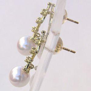 パール ピアス 18金 18k 普段使い 真珠 真珠 あこや ダイヤモンド k18 ゴールド 星 ぶら下がり ゆれる 揺れる 送料無料 プレゼント ギフト 自分買い puの画像