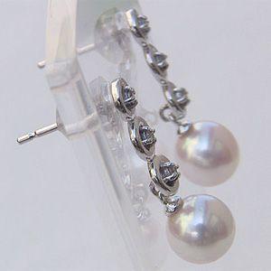 パールピアス 18金 パール ピアス 18k あこや本真珠 6.5mm k18 ホワイトゴールド サークル ぶら下がり ゆれる 揺れる 送料無料 プレゼント ギフト puの画像