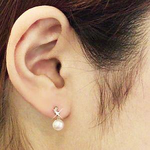 パールピアス 18金 パール ピアス 18k あこや真珠 k18 ホワイト