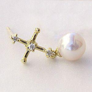 パール ピアス 18金 18k 普段使い あこや真珠 ピンクゴールド片耳用 
