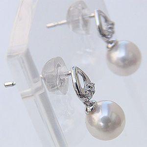 パールピアス パール ピアス 本真珠 5mm アコヤ あこや ダイヤモンド k18 18k 18金 ホワイトゴールド 送料無料 プレゼント ギフト ご褒美 自分買い puの画像