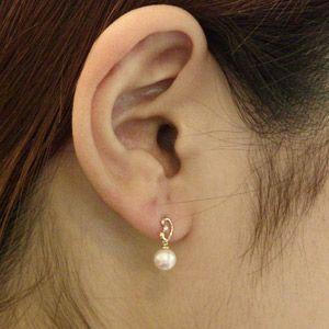 パール ピアス 18金 18k あこや本真珠 ダイヤモンド ピンク系 5mm k18 ゴールド ビーンズ ぶら下がり ゆれる 揺れる 送料無料 プレゼント ギフト 自分買い puの画像