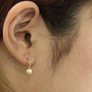 パールピアス 18金 パール ピアス 18k 本真珠 ダイヤモンド 5mm k18 ホワイトゴールド サークル ゆれる 揺れる 送料無料 プレゼント ギフト 自分買い puの画像
