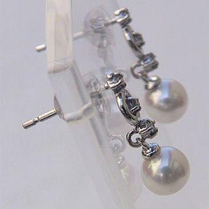 パールピアス 18金 パール ピアス 18k 本真珠 ダイヤモンド 5mm k18 ホワイトゴールド サークル ゆれる 揺れる 送料無料 プレゼント ギフト 自分買い puの画像