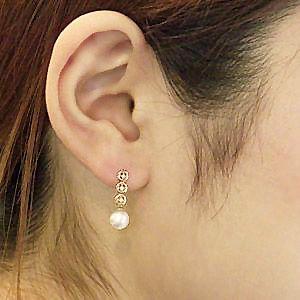 パール ピアス 18金 18k 普段使い あこや真珠 k18 ゴールド片耳 ダイヤモンド ぶら下がり ゆれる 揺れる 送料無料 人気 プレゼント ギフト ご褒美 自分買い puの画像