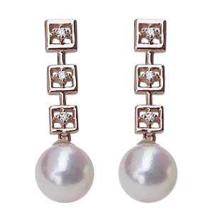 あこやパール ダイヤモンド K18WG ピアス パール ピアス あこや本真珠 ダイヤモンド 5mm k18 18金 18k ピンク