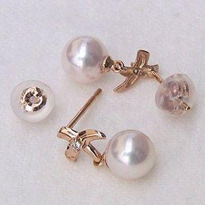 パール ピアス 18金 18k 真珠 あこや本真珠 ダイヤモンド k18G ピンクゴールド ぶら下がり ゆれる 揺れる 送料無料 人気 プレゼント ギフト 自分買い puの画像