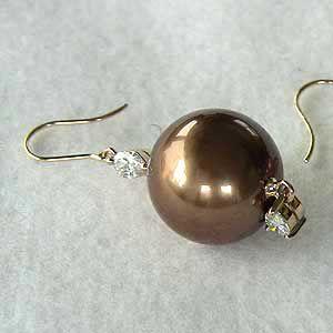 パール ピアス 18金 18k タヒチ黒蝶真珠 k18 ピンクゴールド 12.5mm