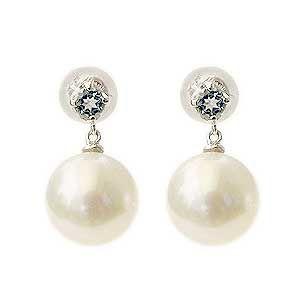K18 アクアマリン 真珠 パール ピアス 18金 パール ピアス 18金 18k 真珠 アコヤ本真珠 アクアマリン 3月誕生石