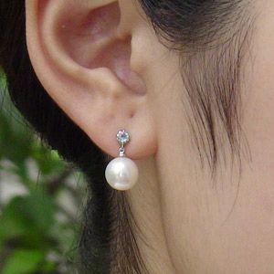 K18 アクアマリン 真珠 パール ピアス 18金 パール ピアス 18金 18k 真珠 アコヤ本真珠 アクアマリン 3月誕生石