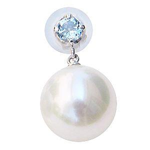 パールピアス 18金 パール ピアス 18k 普段使い あこや本真珠 アクアマリン 3月誕生石 片耳用 送料無料 人気 プレゼント ギフト ご褒美 自分買い pu