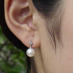 パール ピアス 18金 18k 真珠 アコヤ本真珠 ムーンストーン k18 