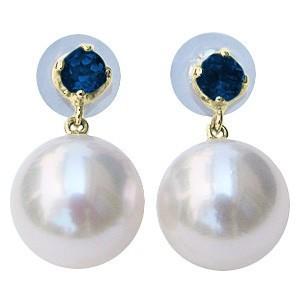 パール ピアス 18金 18k 9月誕生石 スタッド サファイア k18 ゴールド あこや本真珠 8.5mm 真珠 アコヤ真珠 誕生日 送料無料 プレゼント ご褒美 自分買い