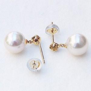 パール ピアス 18金 18k あこや本真珠 8.5mm スタッド シトリン 11月
