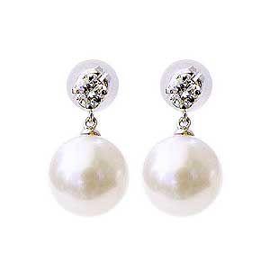 アコヤパール　ピアス　本真珠 パールピアス 18金 パール ピアス 18k アコヤ本真珠 ダイヤモンド 8.5