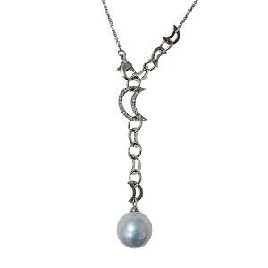 ペンダント ネックレス 南洋白蝶真珠 パール ダイヤモンド 0.22ct k18 