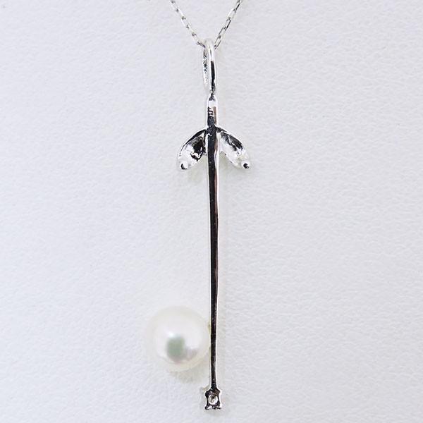 真珠 ネックレス パール ネックレス フラワーモチーフ あこや本真珠 0.01ct ダイヤモンド k18 ホワイトゴールド レディース プレゼント ご褒美 自分買い puの画像