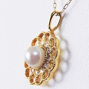 真珠 ネックレス パール ネックレス アコヤ真珠4mmk18 18k 18金 イエローゴールド ダイヤモンド 送料無料 品質 プレゼント ギフト ご褒美 自分買い puの画像