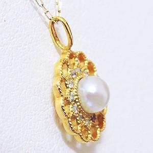 真珠 ネックレス パール ネックレス アコヤ真珠4mmk18 18k 18金 イエローゴールド ダイヤモンド 送料無料 品質 プレゼント ギフト ご褒美 自分買い puの画像