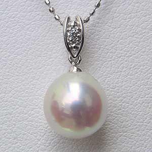 アコヤ本真珠 ペンダントトップ ヘッド パール ダイヤモンド ホワイト系 9mm k18 ホワイトゴールド 送料無料 プレゼント ギフト ご褒美 自分買い p
