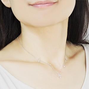 ダイヤモンド ネックレス ダイヤモンドネックレス ネックレス クロス 十字架 ホワイトゴールド チェーン付 保証書付 送料無料 プレゼント ギフト 自分買い puの画像