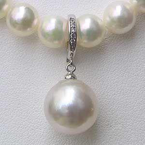 南洋白蝶真珠パールペンダントトップ12mmホワイトピンクカラーK14WG製
