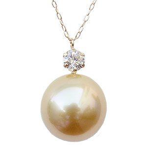 真珠 パール ネックレス 南洋白蝶真珠 ゴールデンパール 12mm k18  