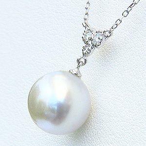 南洋白蝶真珠 パール ペンダント ネックレス 10mm ダイヤモンド