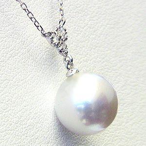 南洋白蝶真珠 パール ペンダント ネックレス 10mm ダイヤモンド