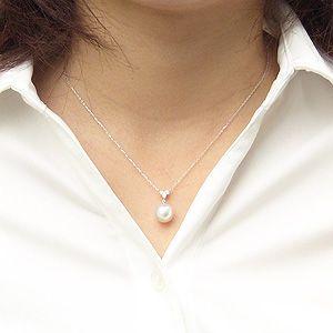 南洋白蝶真珠 パール ペンダント ネックレス 10mm ダイヤモンド