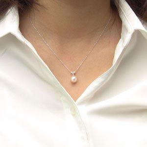 真珠 ネックレス パール ネックレス 真珠 本真珠 6月誕生石 あこや本真珠 ダイヤモンド 0.03ct ホワイトゴールド k18 18金 プレゼント ギフト 自分買い puの画像