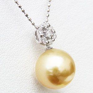 ゴールデンパール ペンダントネックレス 南洋白蝶真珠 10mm パール k18 