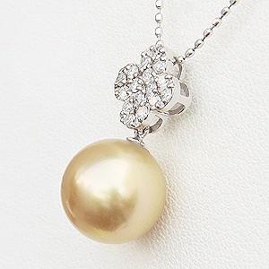パール 真珠ペンダント パールネックレス ゴールデンパール 南洋白蝶 