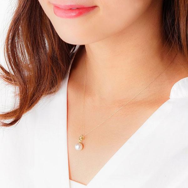 真珠 ネックレス オーロラ天女花珠あこや本真珠 8.5mm ダイヤモンド 