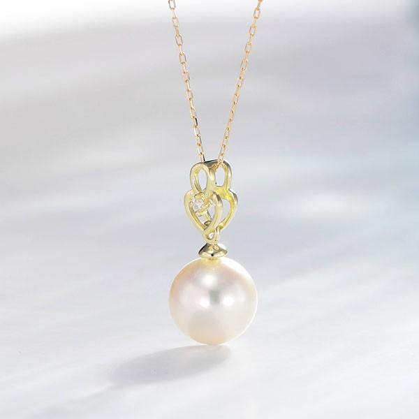真珠 ネックレス オーロラ天女花珠あこや本真珠 8.5mm ダイヤモンド 