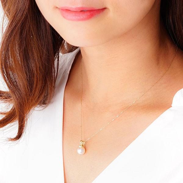 真珠 ネックレス V字型 オーロラ天女花珠あこや本真珠 8.5mm 0.02ct 