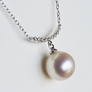 真珠 ネックレス パール ネックレス 真珠 真珠本真珠 7mm ダイヤモンド 0.04ct ホワイトゴールド k18 送料無料 誕生日 プレゼント ギフト ご褒美 自分買い puの画像