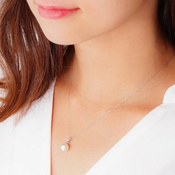 真珠 ネックレス パール 菱形 オーロラ天女花珠あこや本真珠 8.5mm 