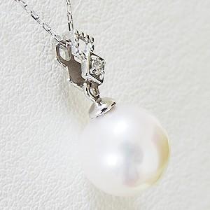 真珠 パール ネックレス オーロラ 花珠 あこや本真珠 ダイヤモンド