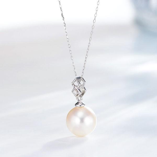 真珠 パール ネックレス オーロラ天女 花珠 あこや本真珠 ダイヤモンド