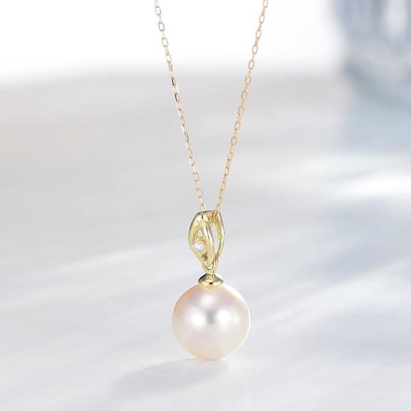 真珠 ネックレス ネックレス シンプル あこや本真珠 8.5mm 0.01ct ダイヤモンド k18 イエローゴールド レディース 冠婚葬祭 プレゼント ご褒美 自分買い puの画像