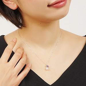 真珠 ネックレス パール アメジスト 紫水晶ロードライトガーネット 